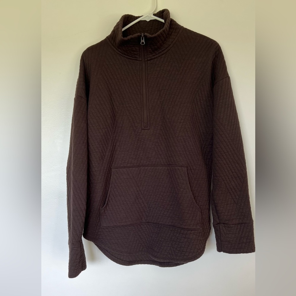 GAP Dark Brown Quilted Zip-Up top